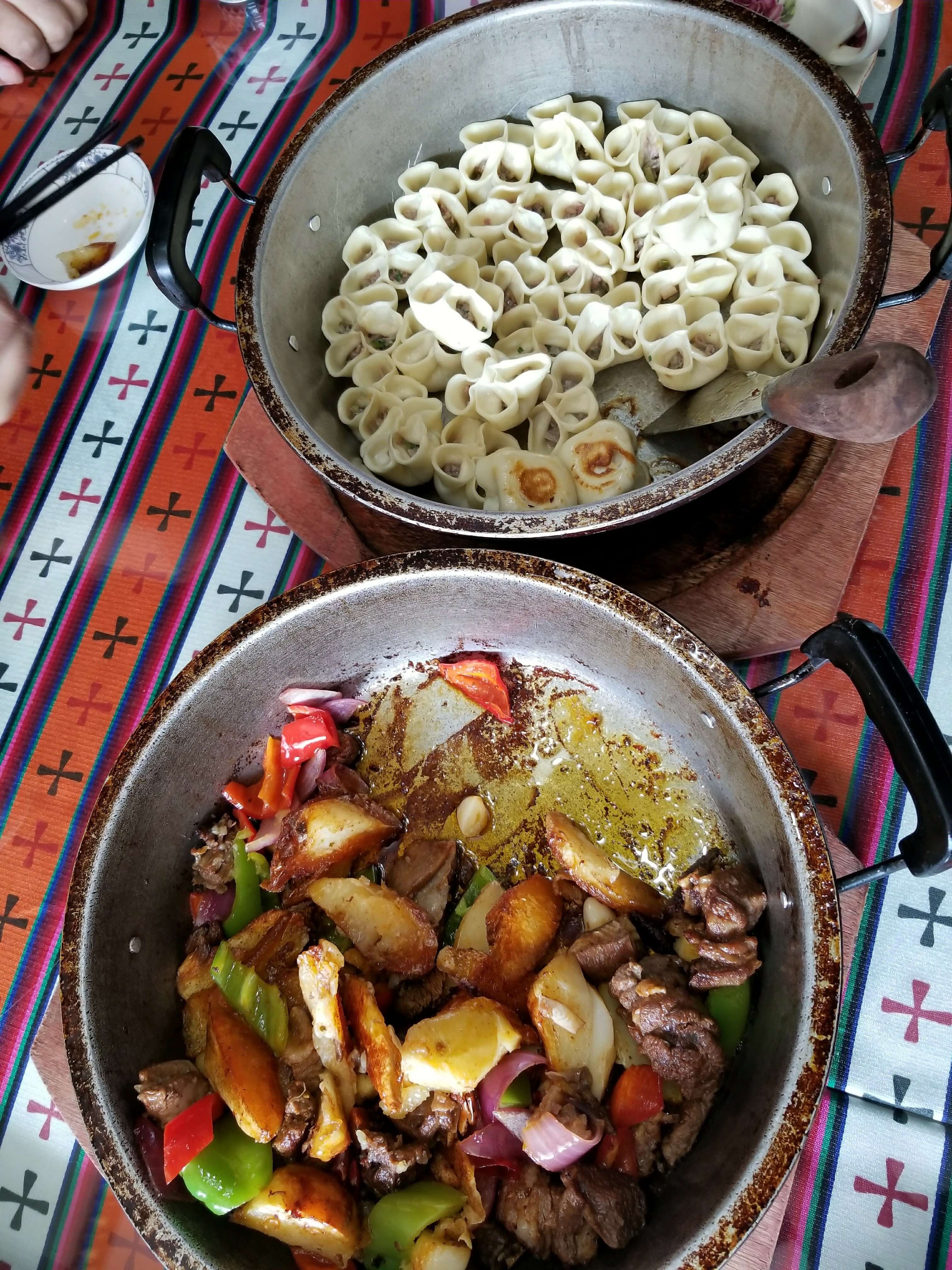 Tibetan dumplings yak stir fry 