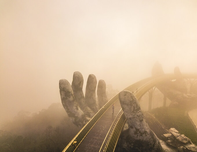 Golden Bridge god's hands Da Nang Vietnam
